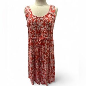 Natural Reflections White and Orange Sleeveless Sundress